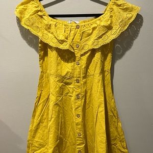 Patpat Yellow Summer Casual Sleeveless Apron Dress